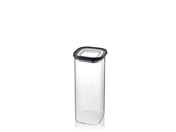 GEFU PANTRY, Säilö, Suorakulmainen, 1,9 L, musta, Läpinäkyvä, Borosilikaattilasi, Muovi, Silikoni, Ruostumaton teräs, 110 mm