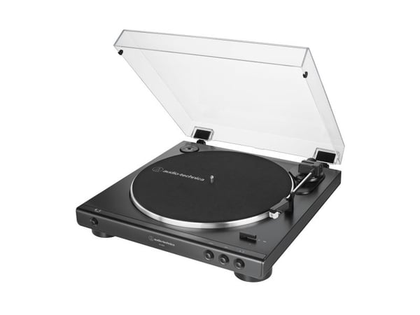 Audio-Technica AT-LP60X, Beltedrevet platespiller, Fullautomatisert, Sort, V-belte, Aluminium, 33 1/3,45 RPM