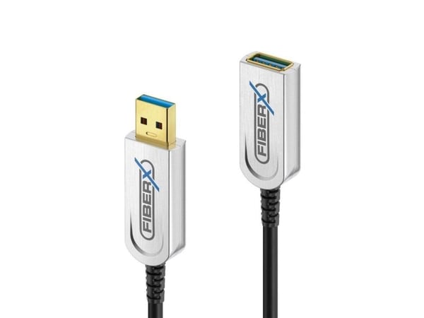 FiberX FX-I650-010, 10 m, USB A, USB A, USB 3.2 Gen 1 (3.1 Gen 1), 10 Gbit/s, Sort, Sølv