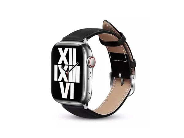 Crong Noble Band - Apple Watch ekte skinnbånd 42/44/45/49 mm (svart noir)