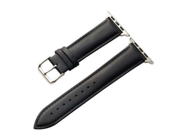 Crong Noble Band - Apple Watch ekte skinnbånd 42/44/45/49 mm (svart noir)