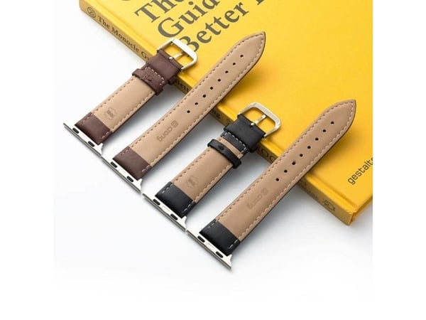 Crong Noble Band - Apple Watch ekte skinnrem 42/44/45/49 mm (Mokka)