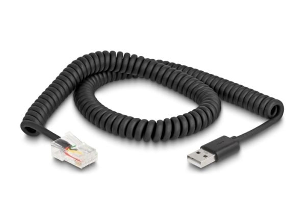 Delock - Strekkodeskannerkabel - RJ-50 (hann) til USB (hann) - 2 m - opprullet ledning - svart