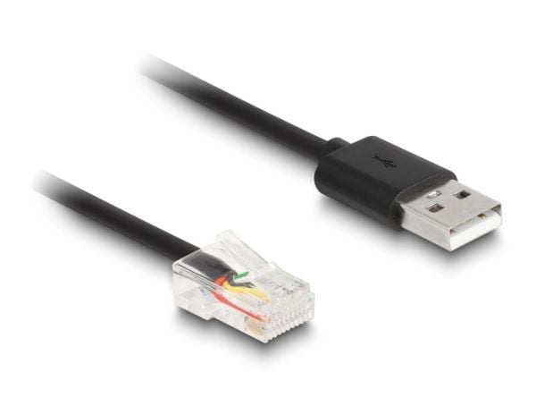 Delock - Strekkodeskannerkabel - RJ-50 (hann) til USB (hann) - 2 m - opprullet ledning - svart