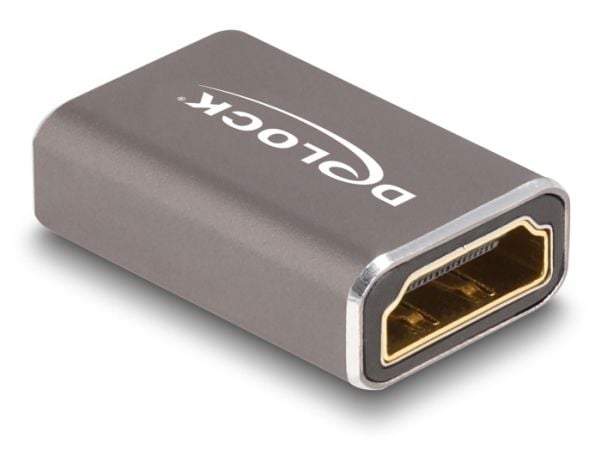 Delock - High Speed - HDMI-adapter med Ethernet - HDMI hunn til HDMI hunn - grå - 8 K 60 Hz (7680 x 4320) støtte