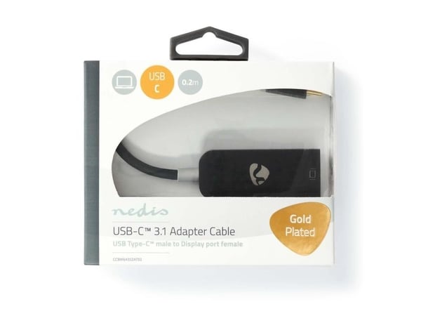 Nedis USB-C 3.1 Adapter Cable - USB-/DisplayPort-adapter - USB-C (hane) till DisplayPort (hona) - USB 3.1 - 20 cm - antracit