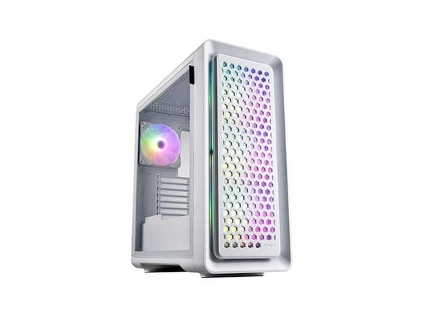 FSP CUT593P - FT - ATX - sidepanel med vindu (herdet glass) - ingen strømforsyning (ATX) - hvit - USB/lyd