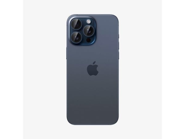 Spigen Optik Pro EZ Fit, Apple, iPhone 15 Pro Max, Blå, Gjennomsiktig, 2 stykker