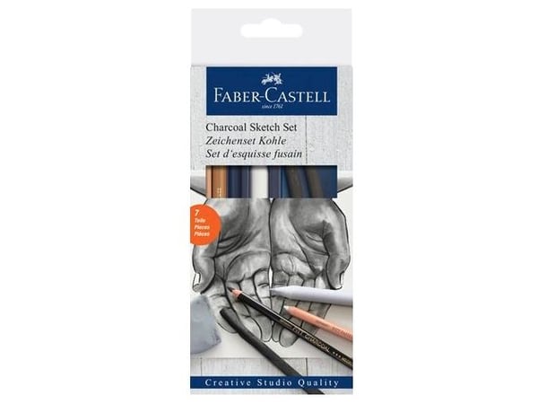 Faber-Castell Creative Studio Sketch - Set med blyertspennor, kritor och kolkritor - 7 delar