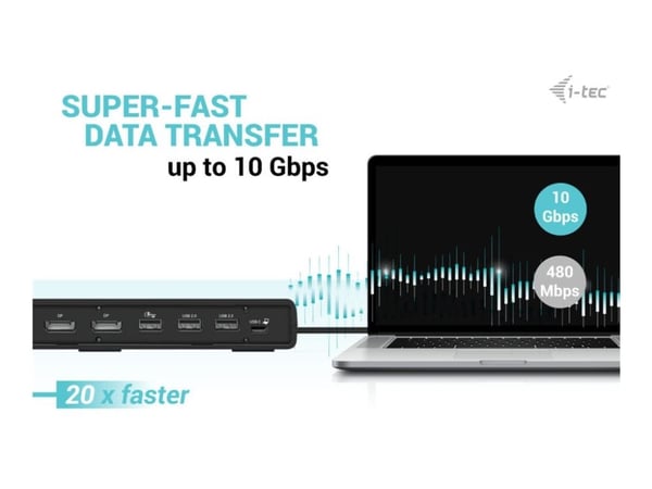 i-Tec - Dokkingstasjon - USB-C / USB4 / Thunderbolt 3 / Thunderbolt 4 - HDMI, 2 x DP++ - 1GbE - 100 watt - Europa