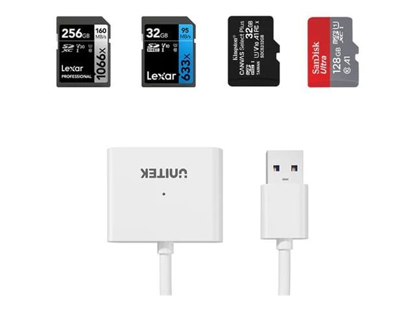 Unitek Y-9321 - Kortläsare (SD, microSD, SDHC, microSDHC, SDXC, microSDXC) - USB 3.0