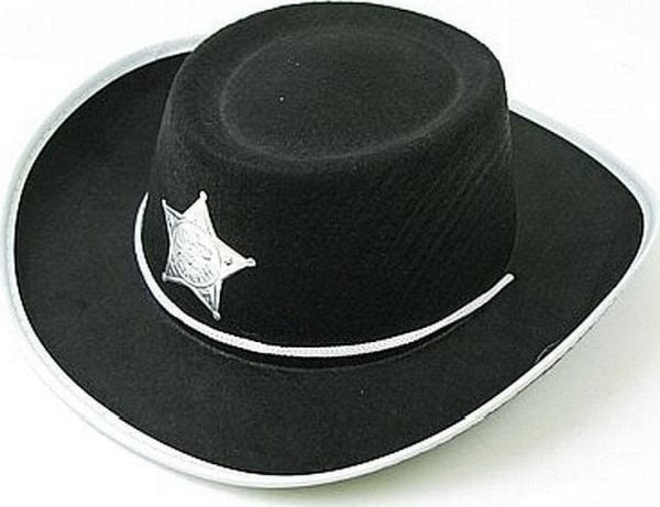 Cowboyhatt med stjerne svart str. S