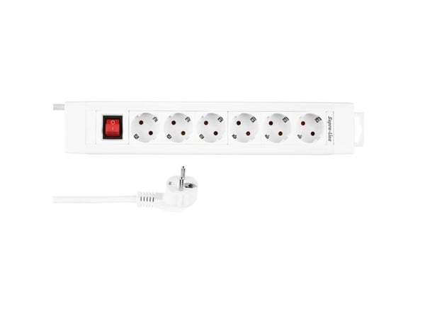 REV Power strip 6-way 2.4m Supraline w. kytkin valkoinen