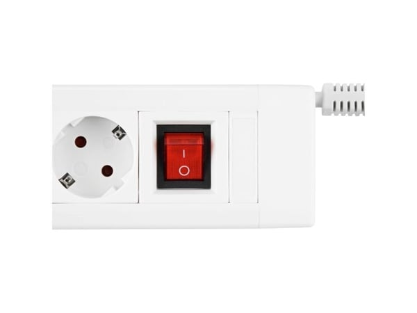 REV Power strip 6-way 2.4m Supraline w. kytkin valkoinen