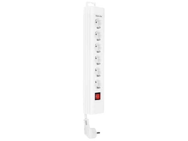 REV Power strip 6-way 2.4m Supraline w. kytkin valkoinen