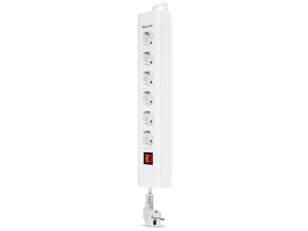 REV Power strip 6-way 2.4m Supraline w. kytkin valkoinen