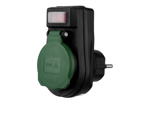 REV Ritter Adapteri kytkimellä IP44 musta-vihreä 0020190502