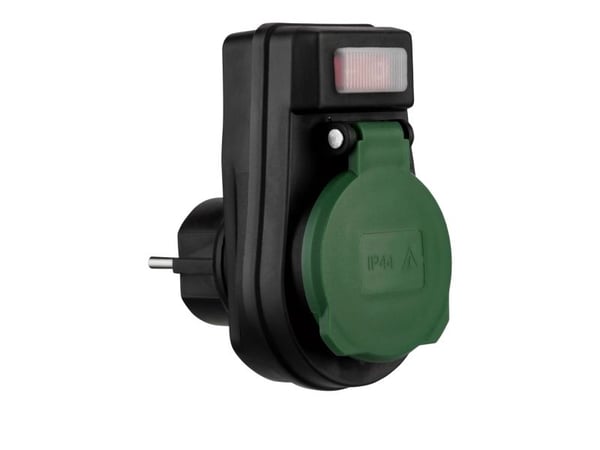 REV Ritter Adapteri kytkimellä IP44 musta-vihreä 0020190502