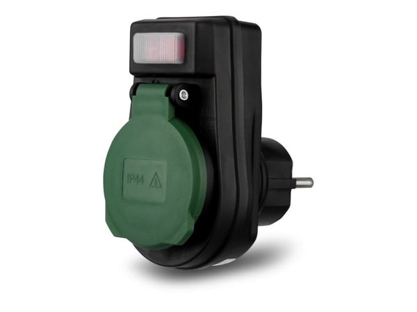 REV Ritter Adapteri kytkimellä IP44 musta-vihreä 0020190502
