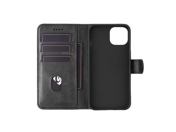 eSTUFF WALES - Lommebok for mobiltelefon - polyuretan (PU) - svart - for Apple iPhone 14