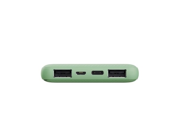 Trust Primo Ultra-thin - Strømbank - 10000 mAh - 37 Wh - 3 A - Fast Charge - 3 utgangskontakter (USB, USB-C) - på kabel: Micro-USB - grønn
