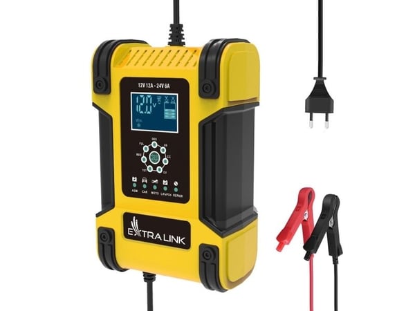 Extralink EX.30813, 12 / 24 V, Type C (Europlugg), 12 A, 100 - 250 V, 50 - 60 Hz, LCD