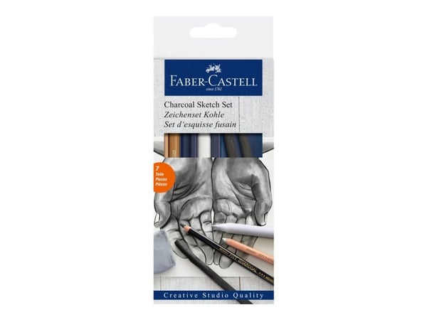 Faber-Castell Creative Studio Sketch - Set med blyertspennor, kritor och kolkritor - 7 delar