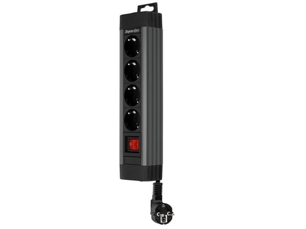 REV Power strip 4-way 1.9m Supraline kytkimellä antrasiitti REV Power strip 4-way 1.9m Supraline kytkimellä antrasiitti