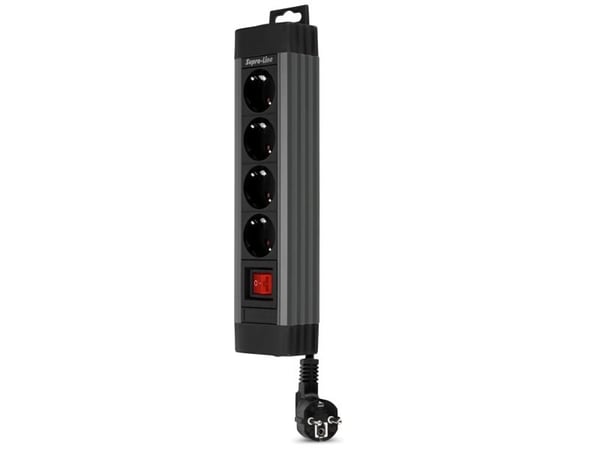 REV Power strip 4-way 1.9m Supraline kytkimellä antrasiitti REV Power strip 4-way 1.9m Supraline kytkimellä antrasiitti