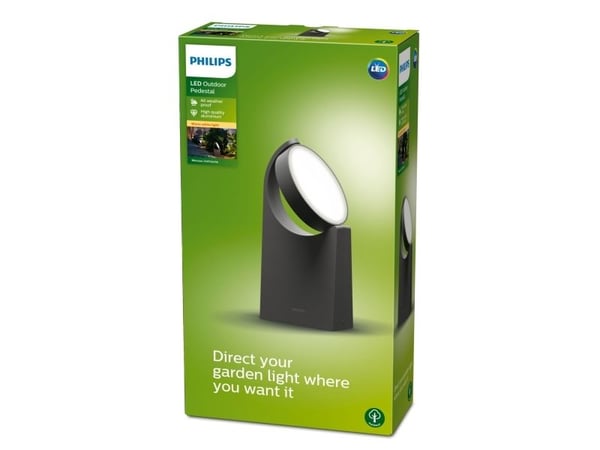 Philips Mimosa-sokkel/stilys, 7 W, Utendørs sokkel/stang-belysning, Antrasitt, Metall, IP44, Terrasse, Hage, I