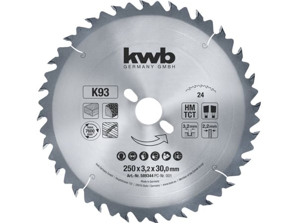 kwb 593544, Mjuka träslag, Spånskiva, Hårt träslag, 35 cm, 3 cm, 2,5 mm, 3,5 mm, 1 styck