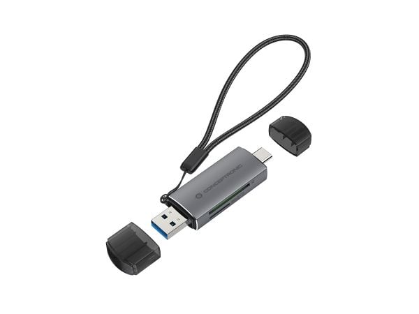 Conceptronic BIAN05G, MicroSD (TransFlash), SD, SDHC, SDXC, Grå, 5000 Mbit/s, Windows XP/Vista/7/8/10/11 MacOS 10.5+ Android 5.0+, USB 3.2 Gen 1 (3...