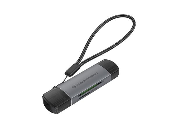 Conceptronic BIAN05G, MicroSD (TransFlash), SD, SDHC, SDXC, Grå, 5000 Mbit/s, USB 3.2 Gen 1 (3.1 Gen 1) Type-A/Type-C, 21,3 mm, 11,5 mm