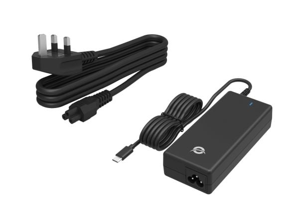 Conceptronic - Strømadapter - GaN, with built-in USB-C cable, PPS, PD 3.0 - AC 100-240 V - 100 watt - Storbritannia - grå