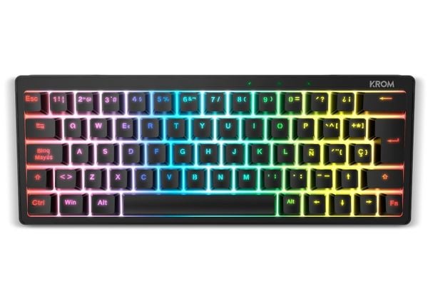 Krom Kreator, 60%, Koblet med ledninger (ikke trådløs), USB, Mekanisk nøkkelbryter, RGB LED, Sort