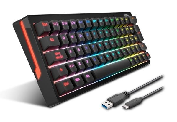 Krom Kreator, 60%, Koblet med ledninger (ikke trådløs), USB, Mekanisk nøkkelbryter, RGB LED, Sort