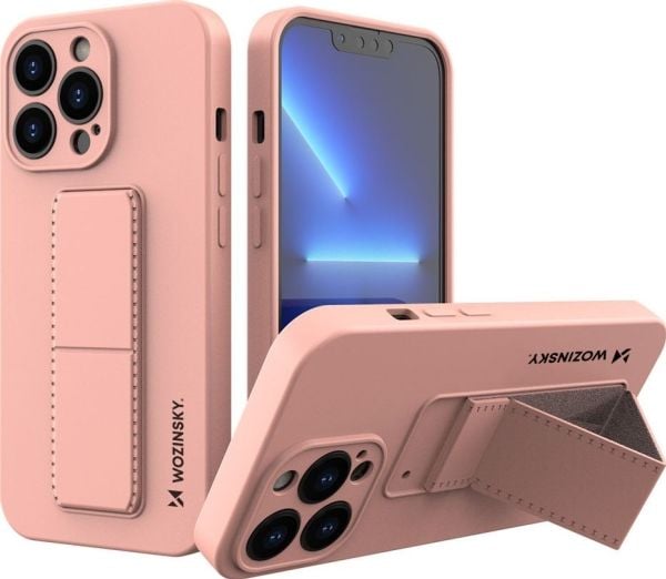 Wozinsky Wozinsky Kickstand-veske Fleksibelt silikondeksel med stativ for iPhone 13 mini rosa