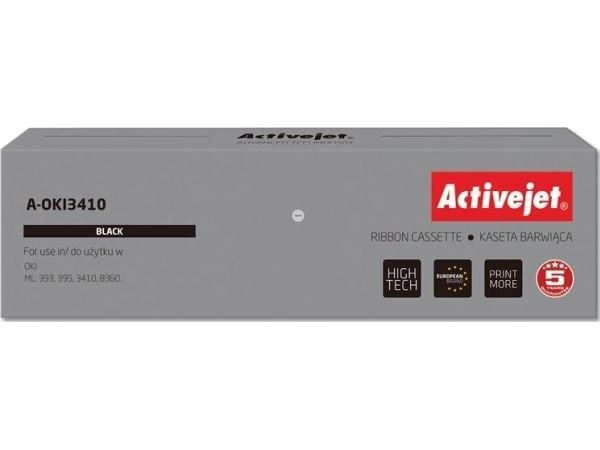 Activejet A-OKI3410, OKI ML: 393, 395, 3410, 8360., Sort, Punkt matrix, 10000000 tegn, Sort, Nylon