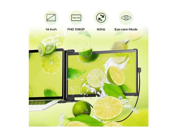 Mobile Pixels DUEX Max DS - LCD-skjerm - 14.1" - portabel - 1920 x 1080 Full HD (1080p) @ 60 Hz - IPS - 300 cd/m² - 700:1 - Mini HDMI, USB-C