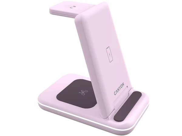Canyon WS-304 - Trådløst ladestativ - 3-i-1 - 15 watt - 1.5 A - QC - rosa