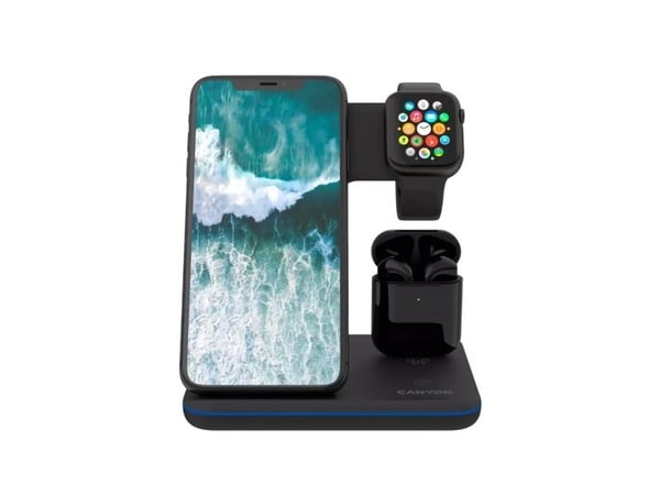 Canyon WS-302, 3in1, wireless Qi charging station for 3 devices simultaneously, black