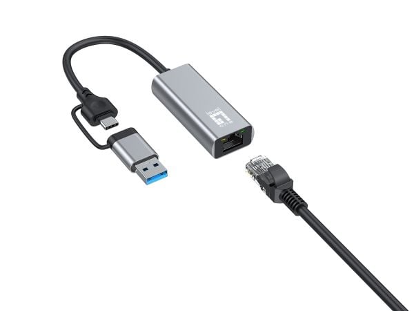 LevelOne - Nettverksadapter - USB-C 3.2 Gen 1 / USB-A 3.2 Gen 1 - 10M/100M/1G/2,5 Gigabit Ethernet - grå