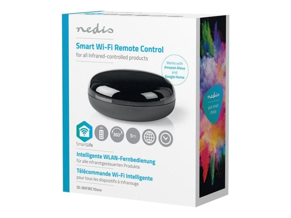Nedis WiFi Smart Universal Remote Control WIFIRC10CBK - Fjernkontroll - trådløs - Wi-Fi, infrarød - 2.412 - 2.484 GHz - svart Nedis WiFi Smart Universal Remote Control WIFIRC10CBK - Fjernkontroll - trådløs - Wi-Fi, infrarød - 2.412 - 2.484 GHz - svart