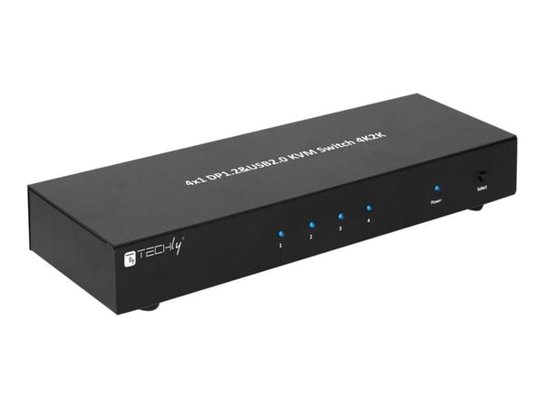 TECHly 4 Port DisplayPort 1.2 KVM Switch with Hub and audio - KVM / lyd / USB-svitsj - 4 x KVM/lyd - 1 lokalbruker - stasjonær