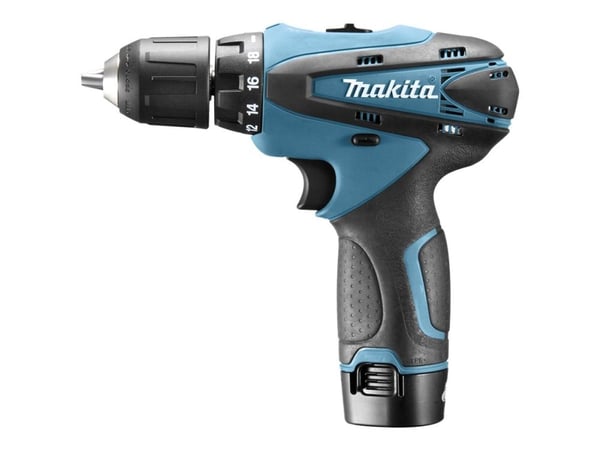 Makita DF330DWE - Porakone/porakone - akkuporakone - 2-nopeuksinen - avaimeton porakori 10 mm - 24 N-m - 2 akkua - 10,8 V