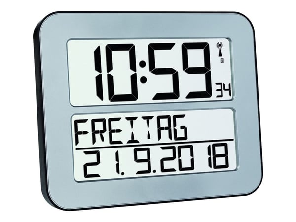 TFA Time Line Max - Alarmklokke - elektronisk - skrivebord, veggmonterbar - sølv