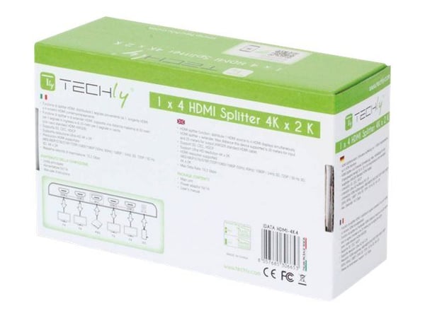 Techly IDATA HDMI-4K4, HDMI, 4x HDMI, 1x HDMI F, 4096 x 2160 piksler, utgang, 36 bit