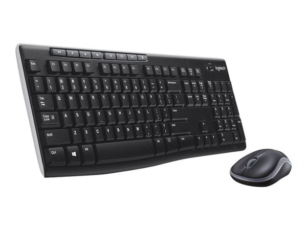 Logitech MK270, Täysikokoinen (100 %), Langaton, Langaton RF, Musta, Sisältää hiiren