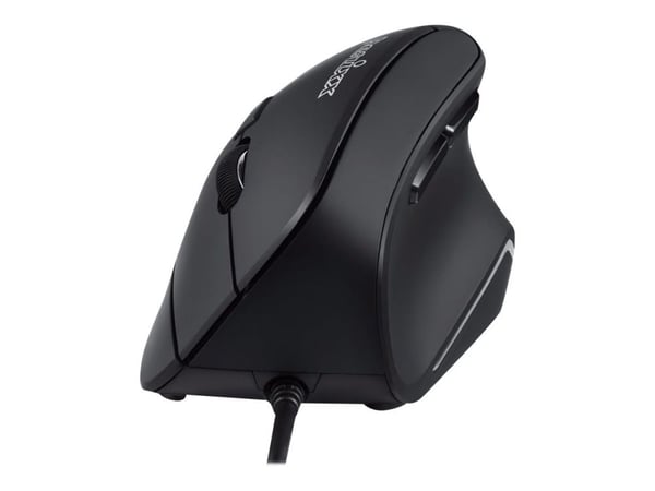 Perixx Perimice-515 II - Vertikal mus - ergonomisk - högerhänt - optisk - 6 knappar - kabelansluten - USB - svart