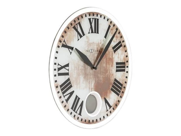 Nextime Romana - Klokke - kvarts - veggmonterbar - 43 cm - gulaktig hvit - ramme: hvit
